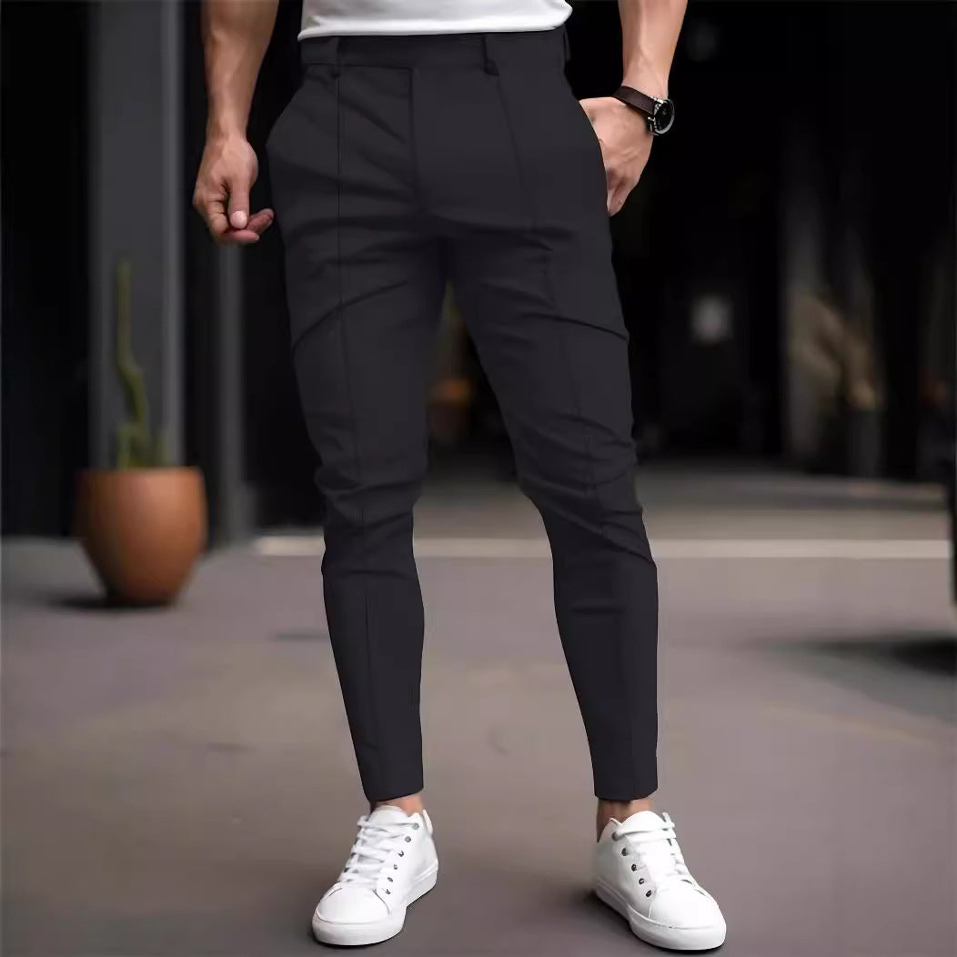 Herrar Modernt slim-fit Chinobyxor med elastisk midja och mångsidiga fickor Mirla-Eva Jonsson