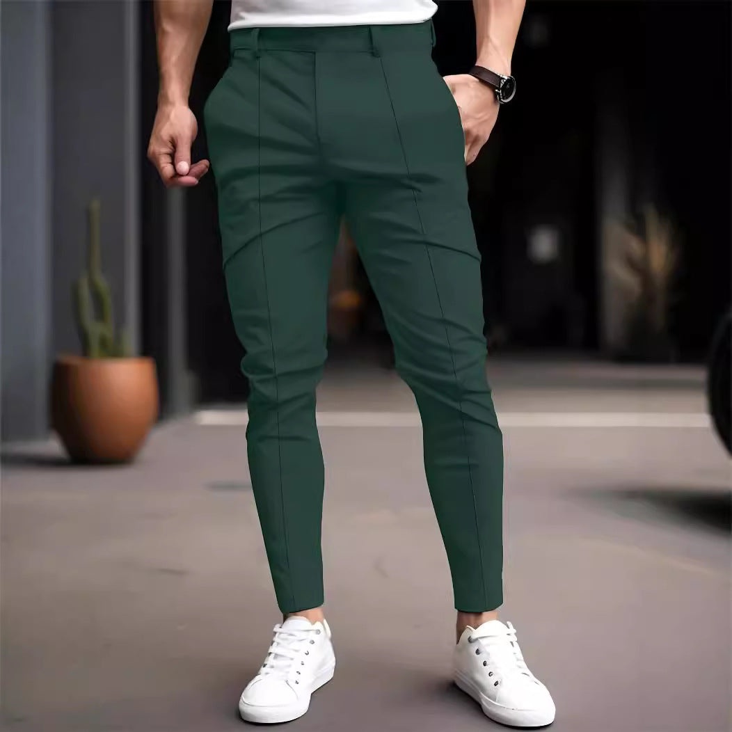 Herrar Modernt slim-fit Chinobyxor med elastisk midja och mångsidiga fickor Mirla-Eva Jonsson