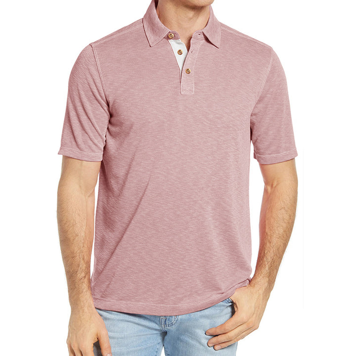 Herrar Polo-shirt med unik krage och strukturerad jersey-tyg Mirla-Eva Jonsson