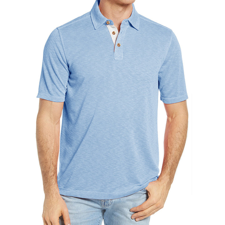 Herrar Polo-shirt med unik krage och strukturerad jersey-tyg Mirla-Eva Jonsson