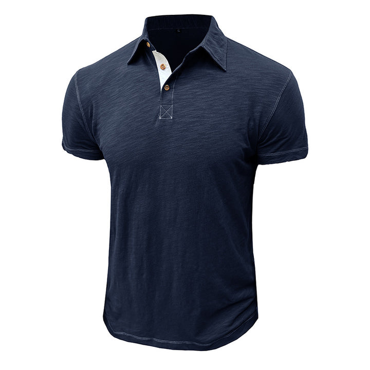 Herrar Polo-shirt med unik krage och strukturerad jersey-tyg Mirla-Eva Jonsson