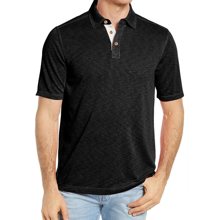 Herrar Polo-shirt med unik krage och strukturerad jersey-tyg Mirla-Eva Jonsson