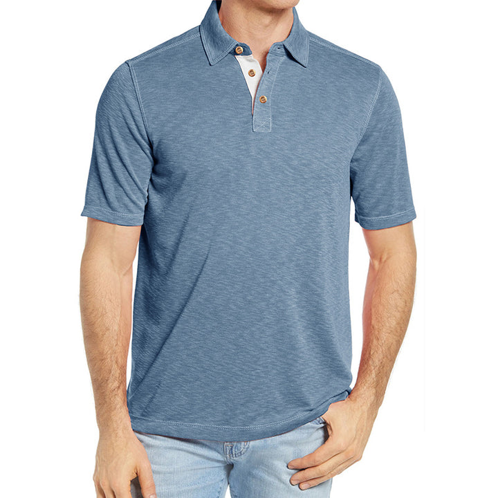 Herrar Polo-shirt med unik krage och strukturerad jersey-tyg Mirla-Eva Jonsson