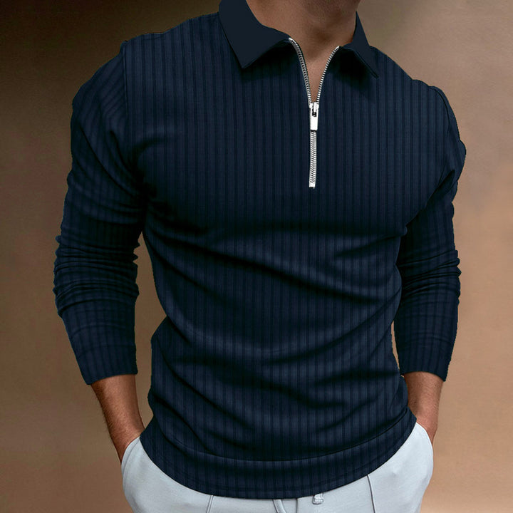 Herrar Poloshirt med elegant dragkedja och strukturerad design Mirla-Eva Jonsson