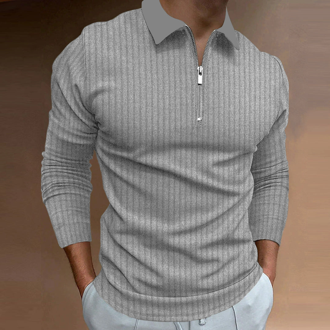 Herrar Poloshirt med elegant dragkedja och strukturerad design Mirla-Eva Jonsson