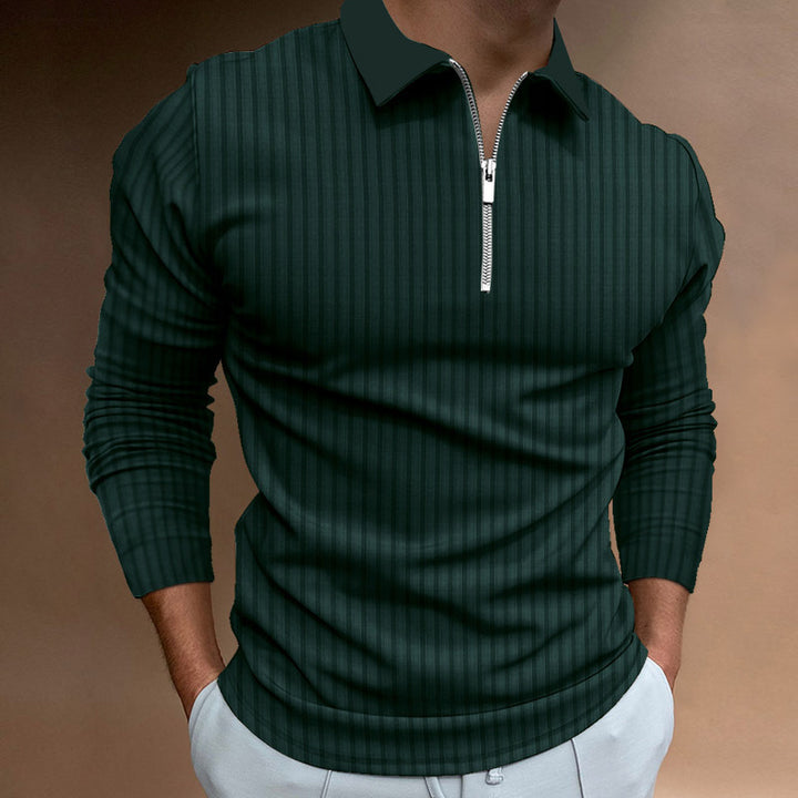 Herrar Poloshirt med elegant dragkedja och strukturerad design Mirla-Eva Jonsson