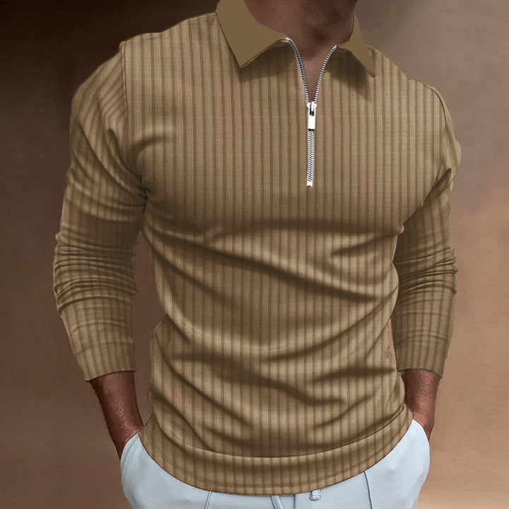 Herrar Poloshirt med elegant dragkedja och strukturerad design Mirla-Eva Jonsson