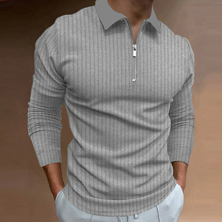 Herrar Poloshirt med elegant dragkedja och strukturerad design Mirla-Eva Jonsson