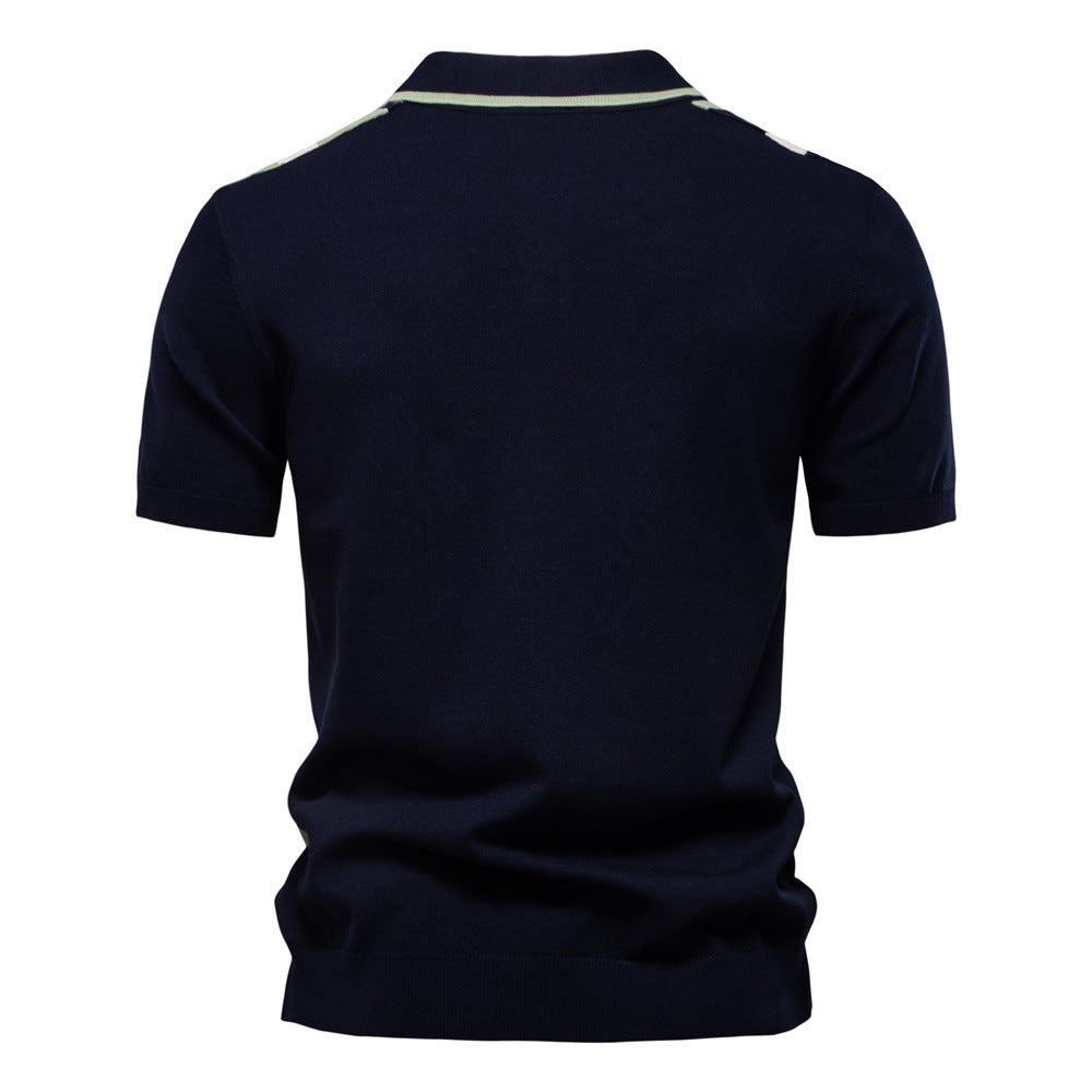 Herrar Poloshirt med modern randdesign och högkvalitativ bomullsblandning Mirla-Eva Jonsson