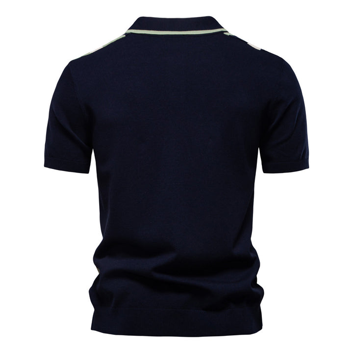 Herrar Poloshirt med modern randdesign och högkvalitativ bomullsblandning Mirla-Eva Jonsson