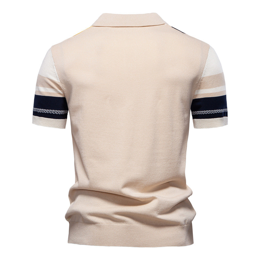 Herrar Poloshirt med modern randdesign och högkvalitativ bomullsblandning Mirla-Eva Jonsson