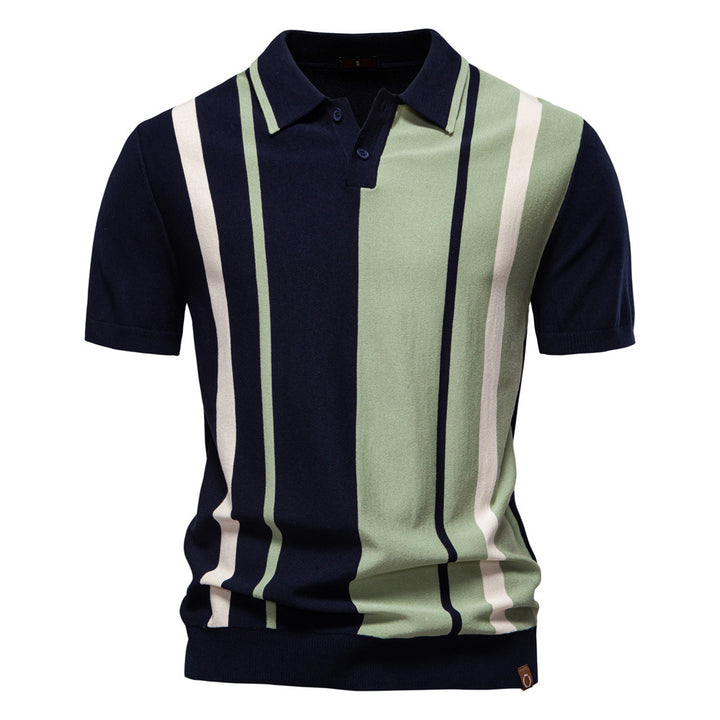 Herrar Poloshirt med modern randdesign och högkvalitativ bomullsblandning Mirla-Eva Jonsson