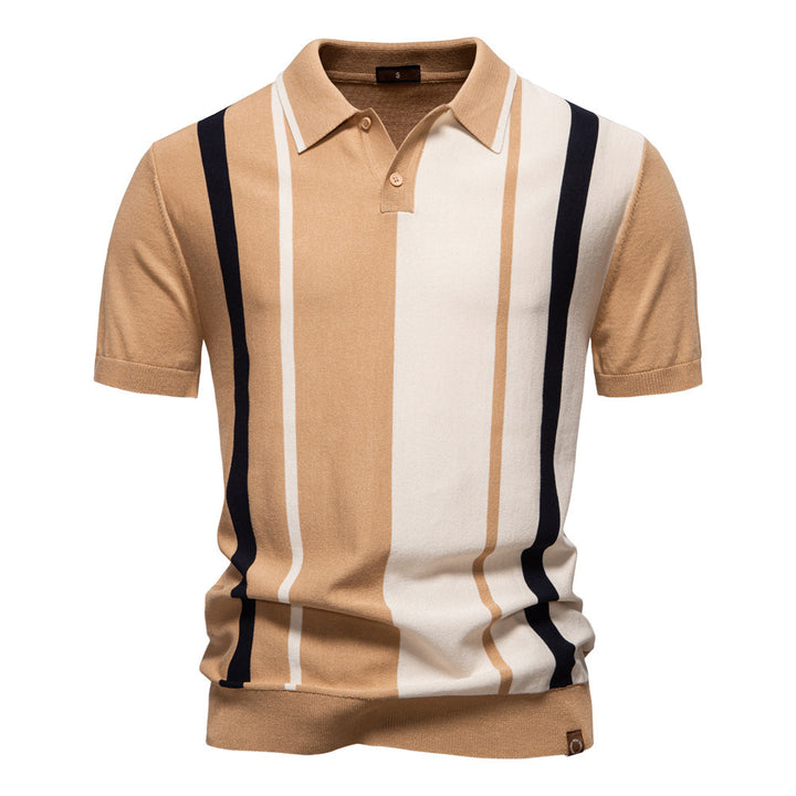 Herrar Poloshirt med modern randdesign och högkvalitativ bomullsblandning Mirla-Eva Jonsson