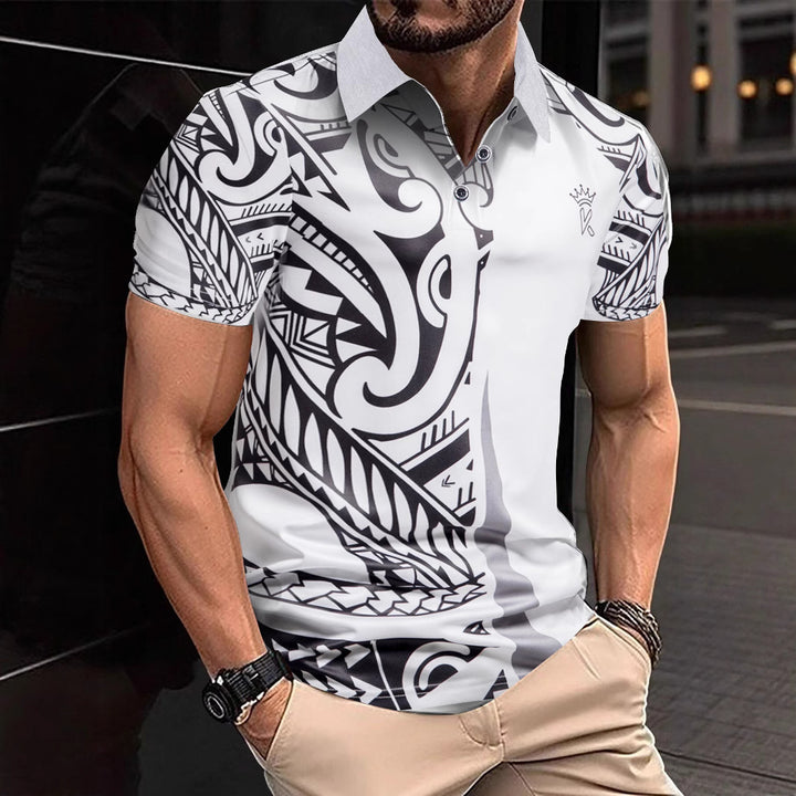 Herrar Poloshirt med modern tribal design och andningsbar funktionalitet Eva Jonsson-Eva Jonsson