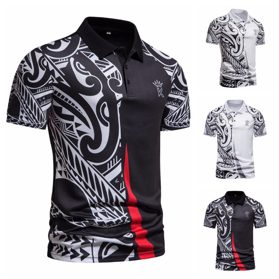 Herrar Poloshirt med modern tribal design och andningsbar funktionalitet Eva Jonsson-Eva Jonsson