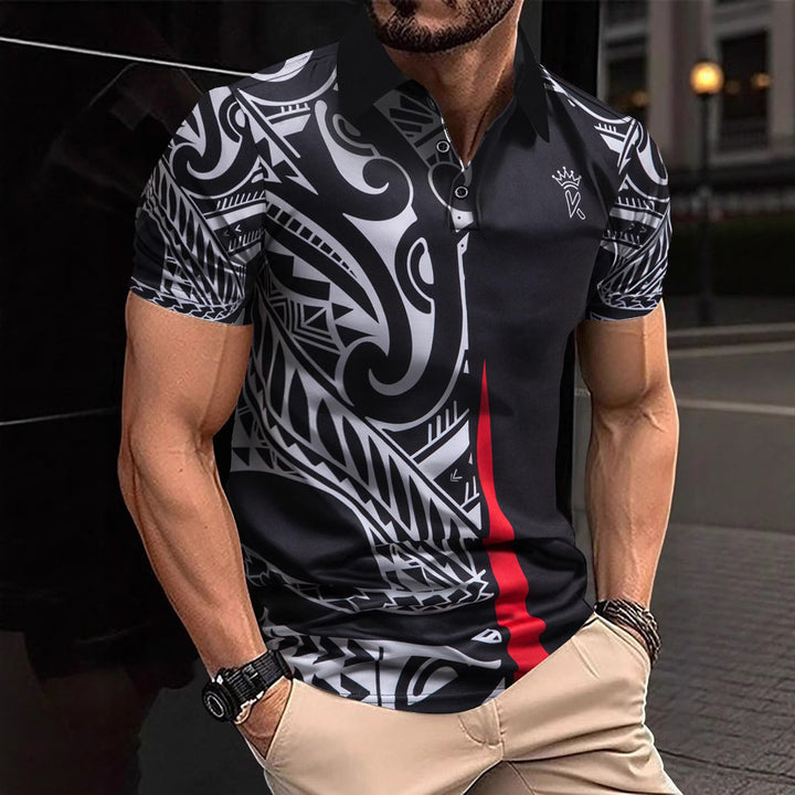 Herrar Poloshirt med modern tribal design och andningsbar funktionalitet Eva Jonsson-Eva Jonsson