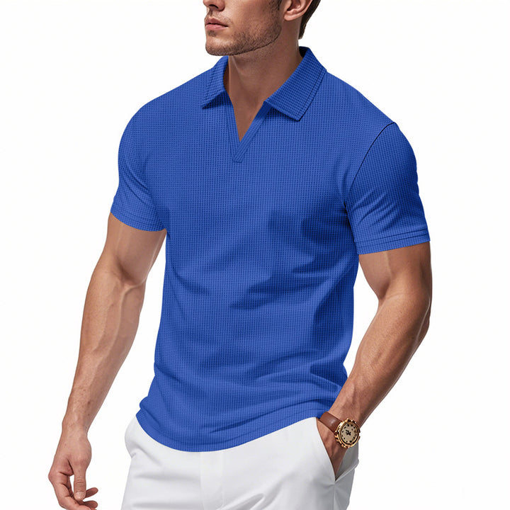 Herrar Poloshirt med strukturerad design och modern V-hals Eva Jonsson-Eva Jonsson