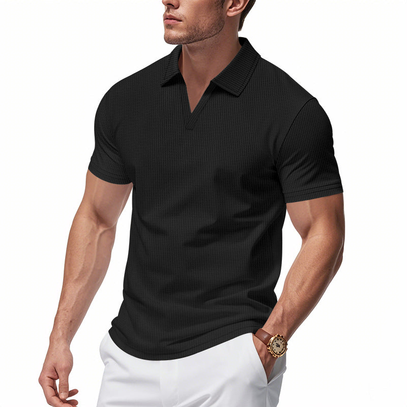 Herrar Poloshirt med strukturerad design och modern V-hals Eva Jonsson-Eva Jonsson