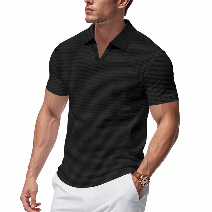 Herrar Poloshirt med strukturerad design och modern V-hals Eva Jonsson-Eva Jonsson