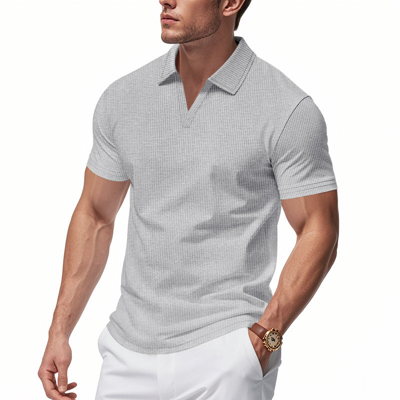 Herrar Poloshirt med strukturerad design och modern V-hals Eva Jonsson-Eva Jonsson