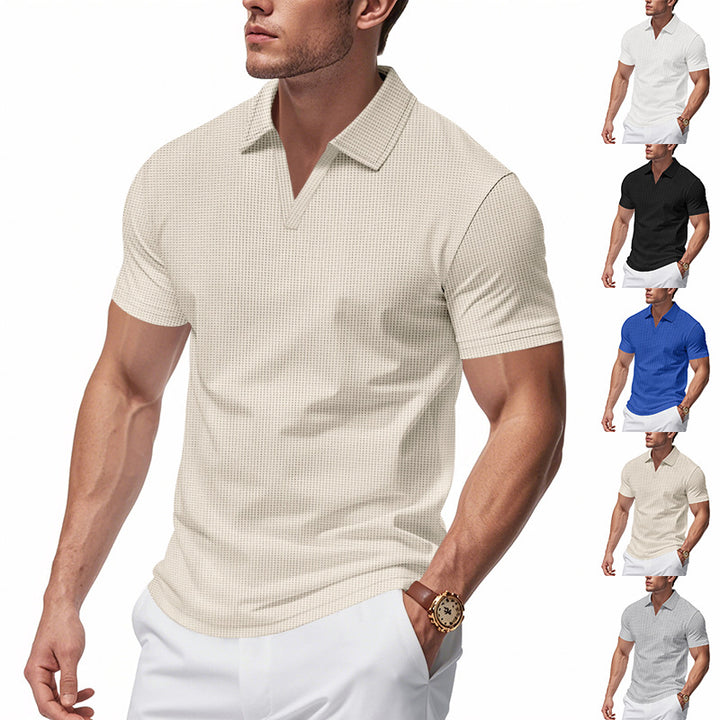 Herrar Poloshirt med strukturerad design och modern V-hals Eva Jonsson-Eva Jonsson