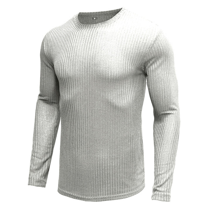 Herrar Ribbväv Långärmad T-shirt med Rund halsringning Mirla-Eva Jonsson