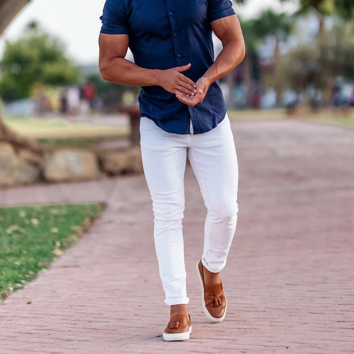 Herrar Slim-Fit Chinos med elastisk midja och djupa sidofickor Mirla-Eva Jonsson