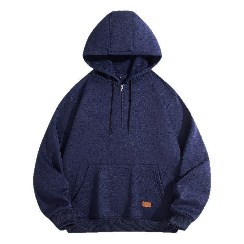 Herrar Sportig Hoodie med halvvisslad dragkedja och praktisk känguruficka Mirla-Eva Jonsson