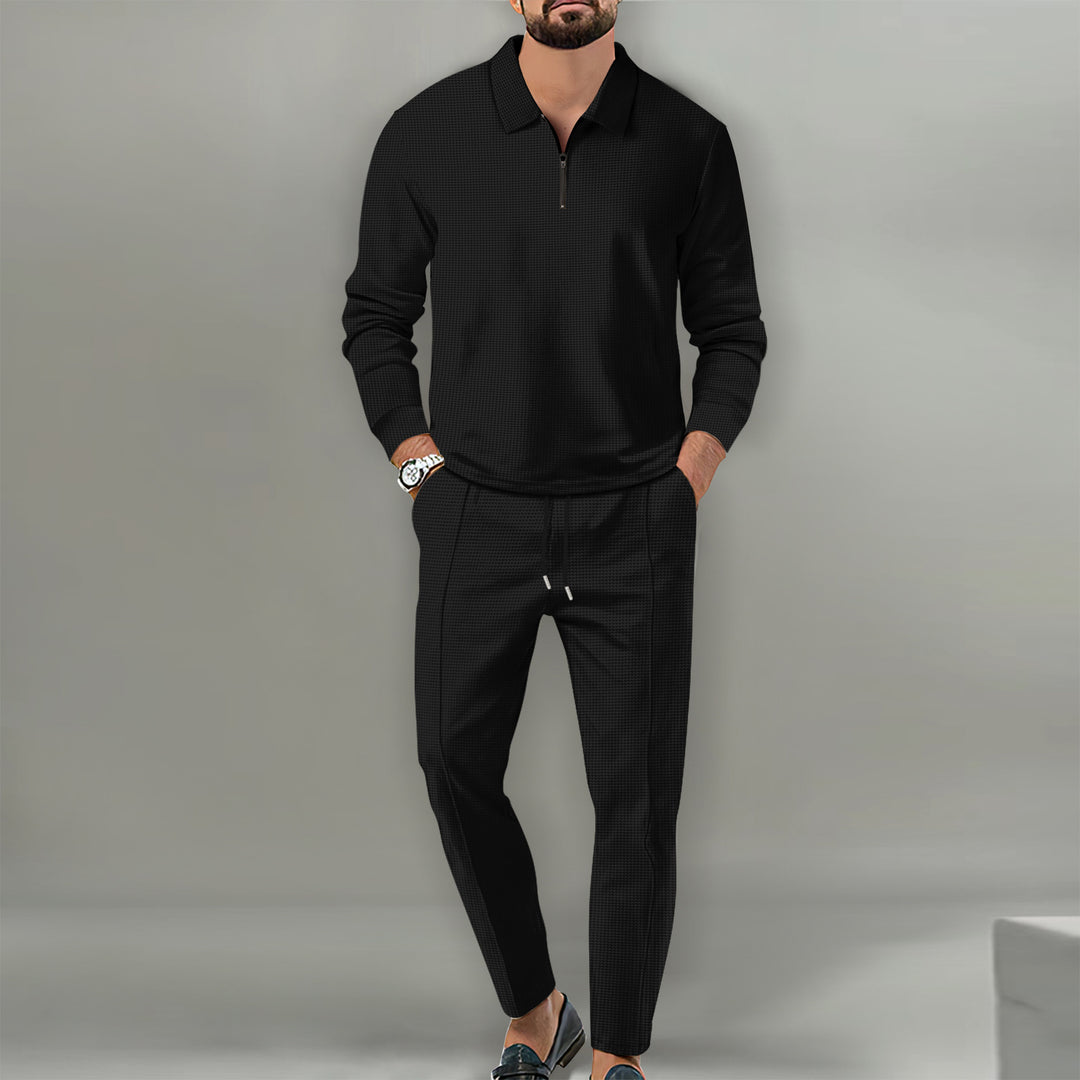 Herrar Sportig Tröja med Dragkedja och Elegant Slim-Fit Byxa Eva Jonsson-Eva Jonsson