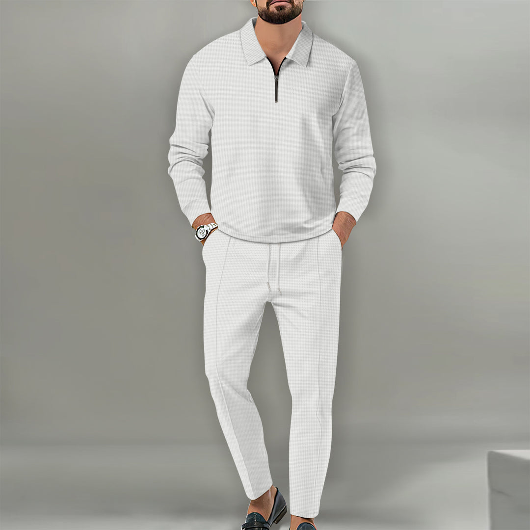 Herrar Sportig Tröja med Dragkedja och Elegant Slim-Fit Byxa Eva Jonsson-Eva Jonsson