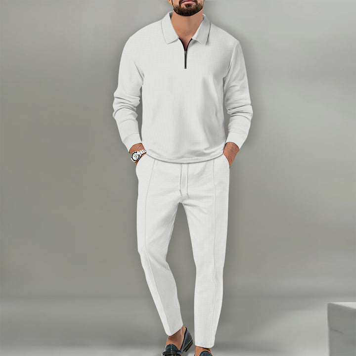 Herrar Sportig Tröja med Dragkedja och Elegant Slim-Fit Byxa Eva Jonsson-Eva Jonsson