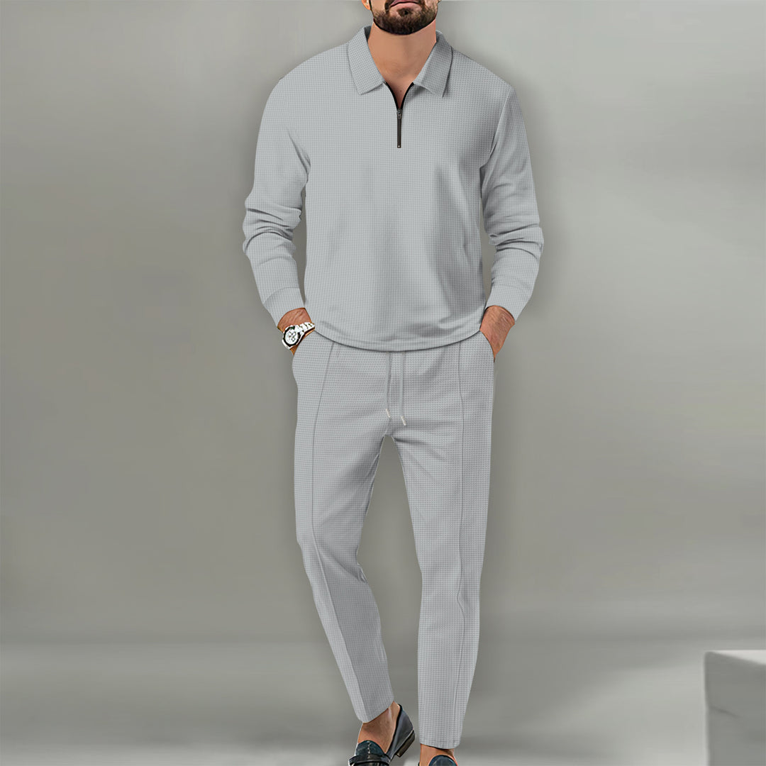 Herrar Sportig Tröja med Dragkedja och Elegant Slim-Fit Byxa Eva Jonsson-Eva Jonsson