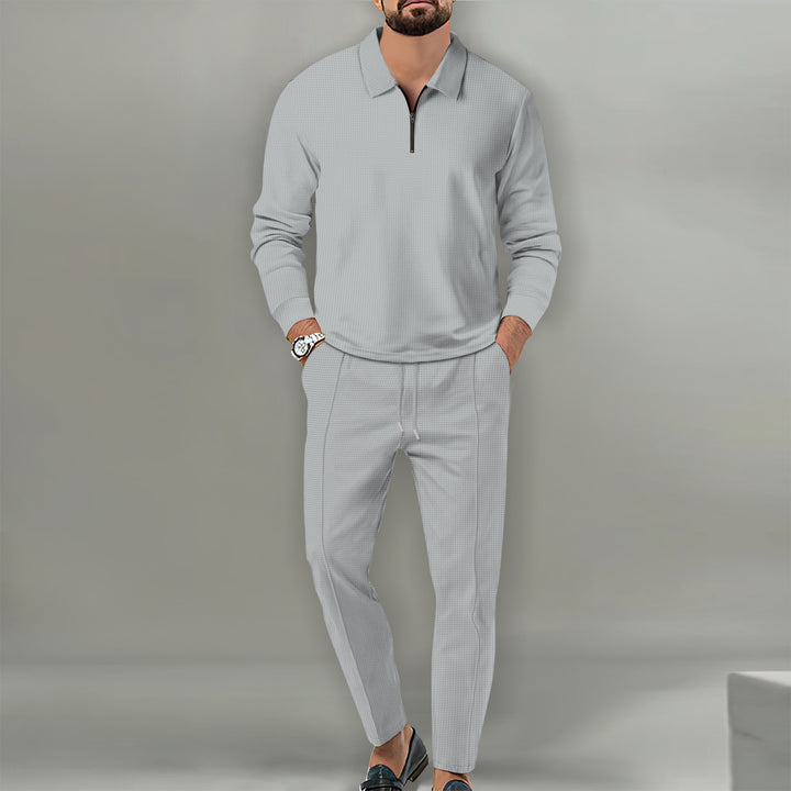 Herrar Sportig Tröja med Dragkedja och Elegant Slim-Fit Byxa Eva Jonsson-Eva Jonsson
