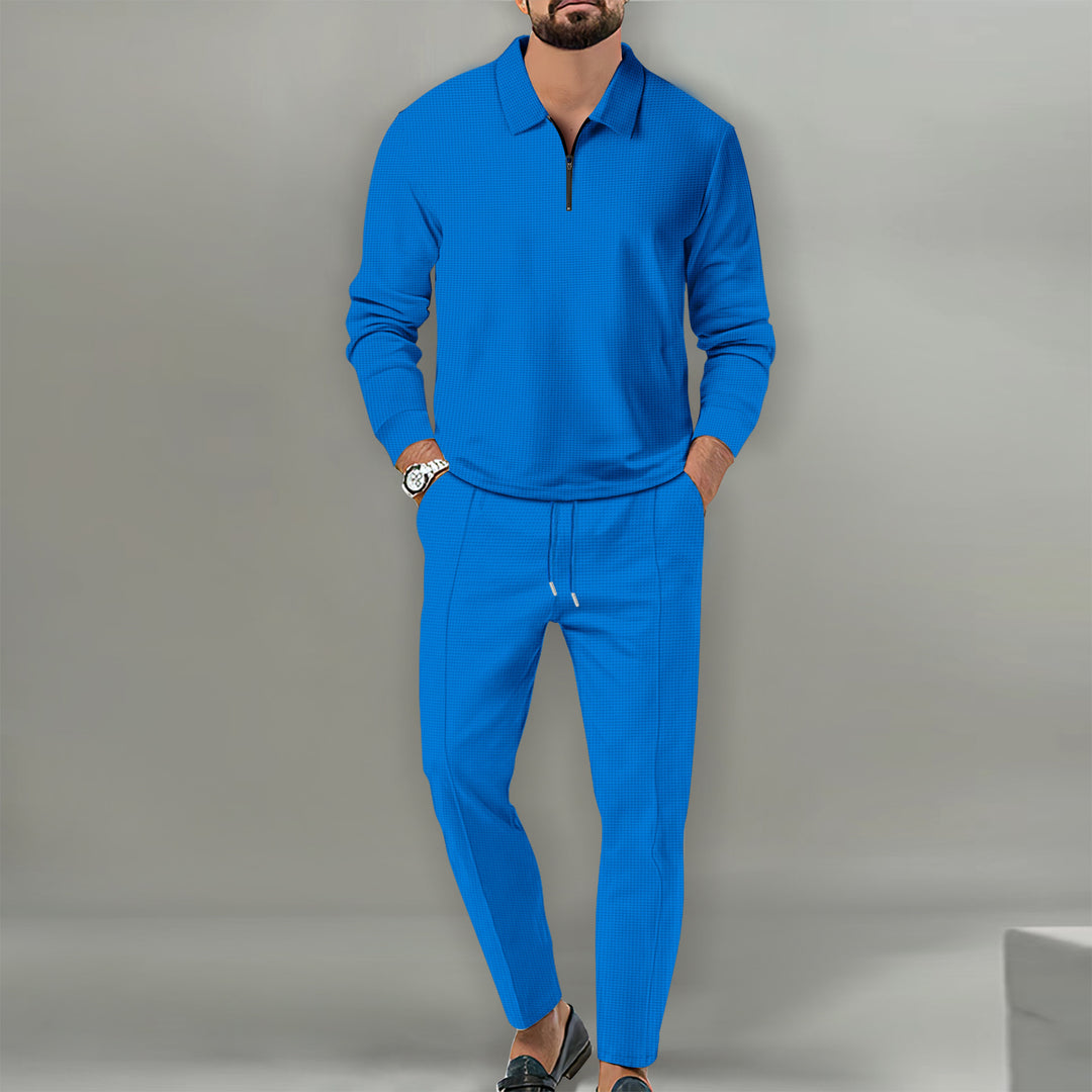 Herrar Sportig Tröja med Dragkedja och Elegant Slim-Fit Byxa Eva Jonsson-Eva Jonsson