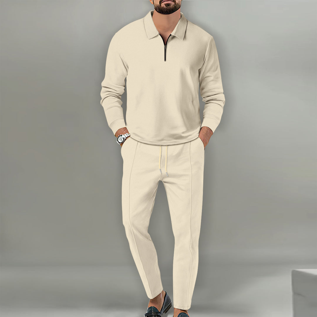 Herrar Sportig Tröja med Dragkedja och Elegant Slim-Fit Byxa Eva Jonsson-Eva Jonsson