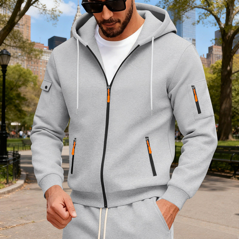Herrar Sportig Zip-Hoodie med innovativa dragkedjsfickor Eva Jonsson-Eva Jonsson