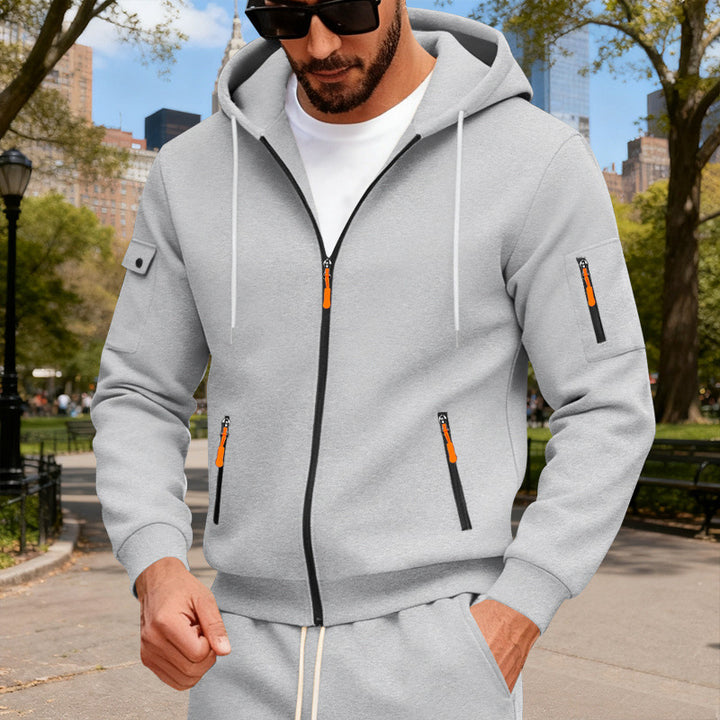 Herrar Sportig Zip-Hoodie med innovativa dragkedjsfickor Eva Jonsson-Eva Jonsson