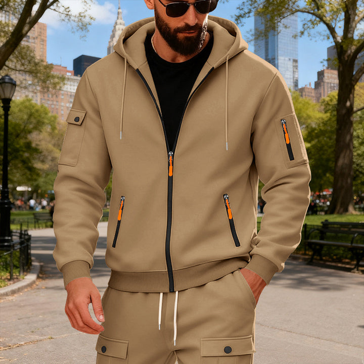 Herrar Sportig Zip-Hoodie med innovativa dragkedjsfickor Eva Jonsson-Eva Jonsson