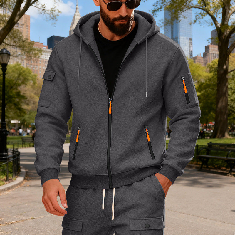 Herrar Sportig Zip-Hoodie med innovativa dragkedjsfickor Eva Jonsson-Eva Jonsson