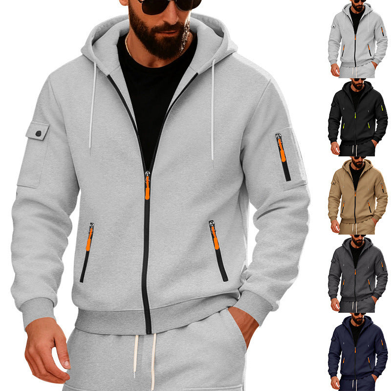 Herrar Sportig Zip-Hoodie med innovativa dragkedjsfickor Eva Jonsson-Eva Jonsson