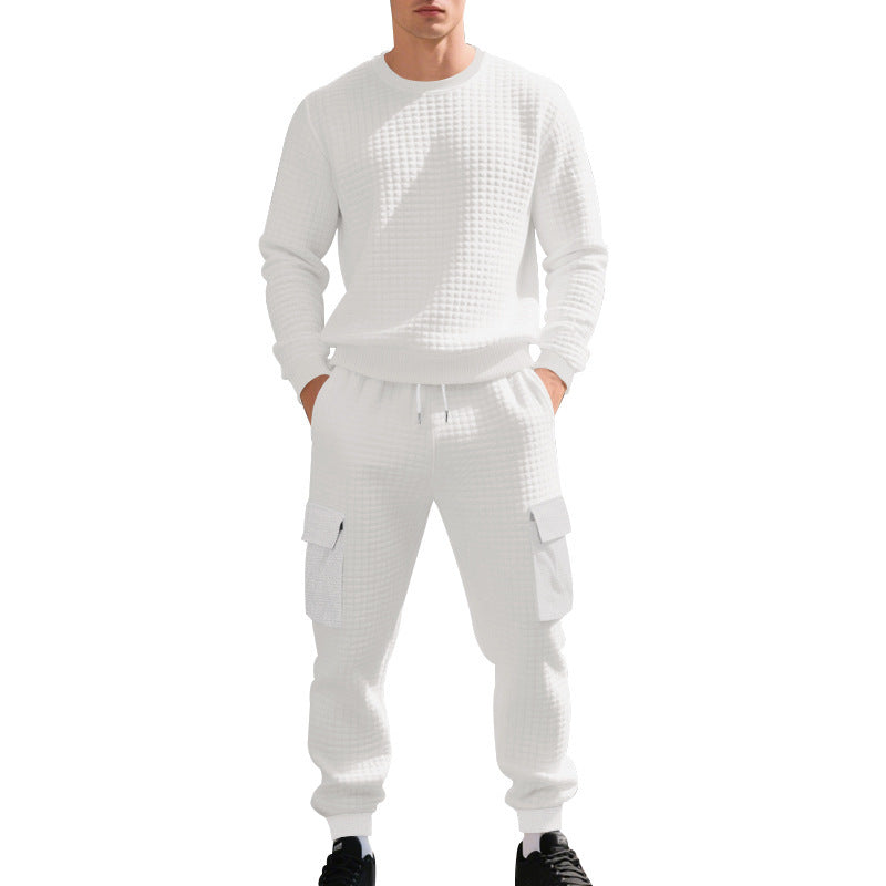Herrar Sportigt Fritidsset med strukturerad Sweatshirt och Cargo-byxor Mirla-Eva Jonsson