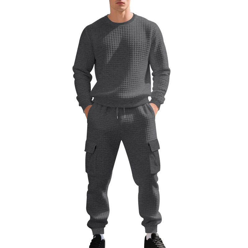 Herrar Sportigt Fritidsset med strukturerad Sweatshirt och Cargo-byxor Mirla-Eva Jonsson