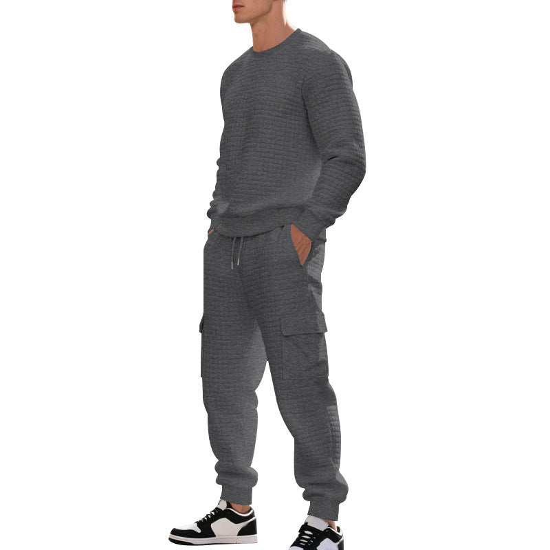 Herrar Sportigt Fritidsset med strukturerad Sweatshirt och Cargo-byxor Mirla-Eva Jonsson