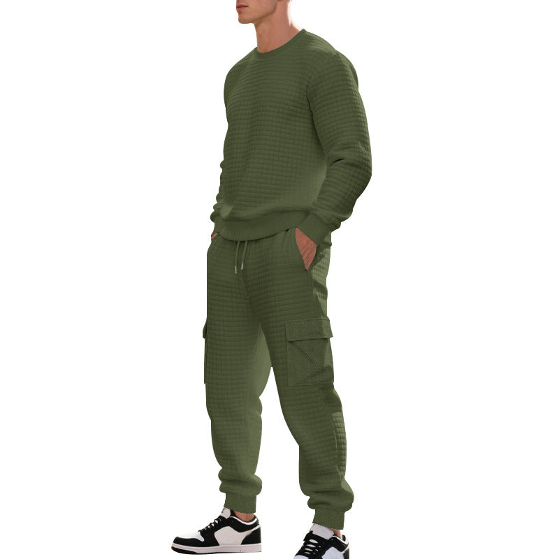 Herrar Sportigt Fritidsset med strukturerad Sweatshirt och Cargo-byxor Mirla-Eva Jonsson