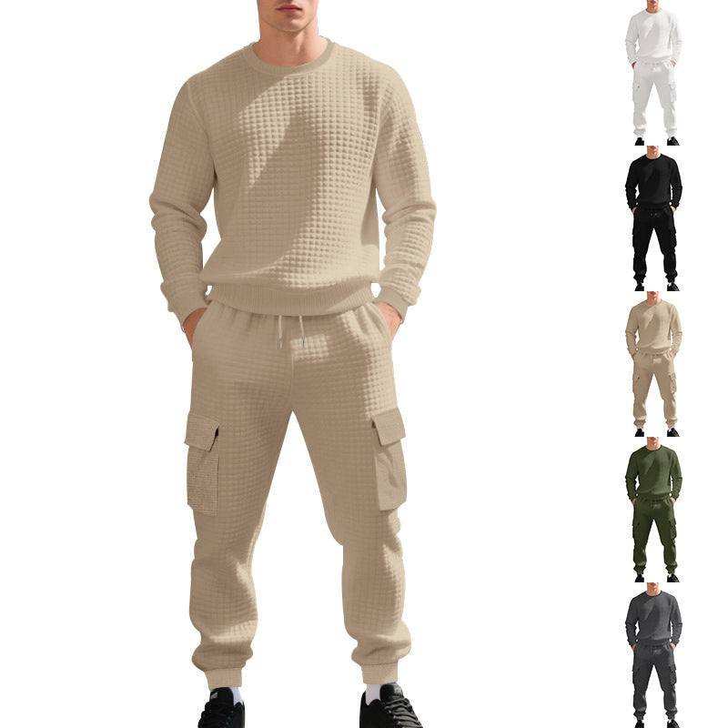 Herrar Sportigt Fritidsset med strukturerad Sweatshirt och Cargo-byxor Mirla-Eva Jonsson