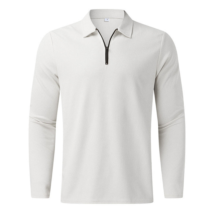 Herrar Sportigt Långärmad Henley T-shirt med dragkedja och strukturerad yta Mirla-Eva Jonsson