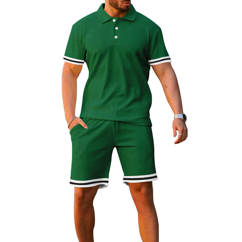 Herrar Sportigt Polo- och Shorts-set med kontrastdetaljer Mirla-Eva Jonsson