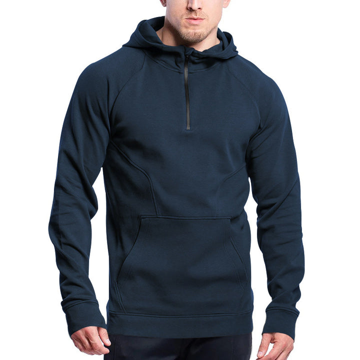 Herrar Sportiv Hoodie med halv dragkedja och praktisk känguruficka Mirla-Eva Jonsson