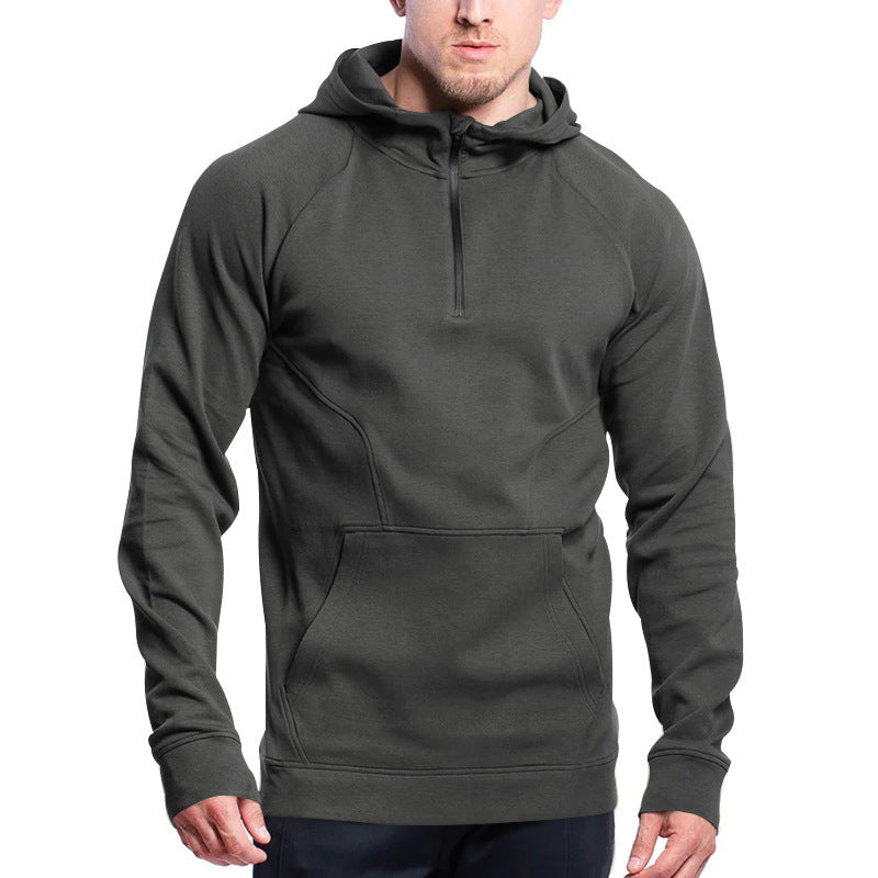 Herrar Sportiv Hoodie med halv dragkedja och praktisk känguruficka Mirla-Eva Jonsson