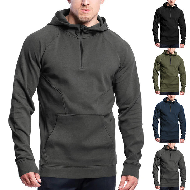 Herrar Sportiv Hoodie med halv dragkedja och praktisk känguruficka Mirla-Eva Jonsson